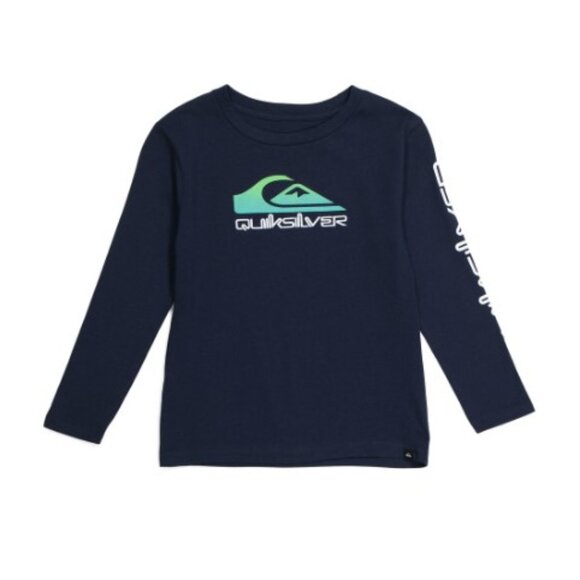 NWT Little Boys Quiksilver Omni Logo Core Long Sleeve Shirt MSRP $24 Navy Blue - Picture 1 of 6